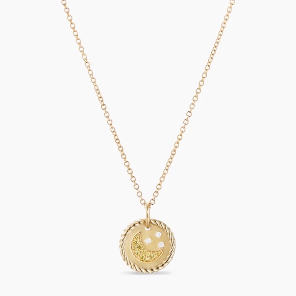 David Yurman Moon and Stars Necklace 18K Yellow Gold w Yellow Sapphire Diamonds - Picture 1 of 3